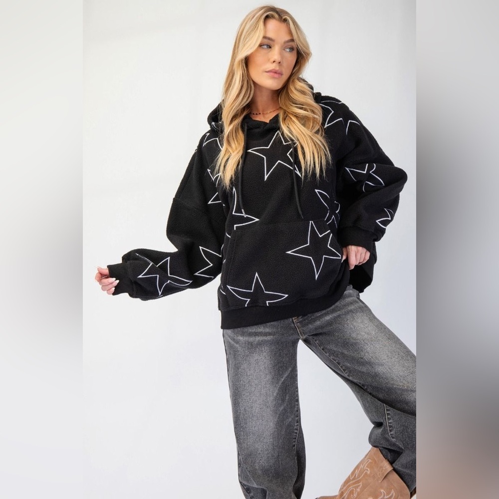 Black Star Print Hoodie
